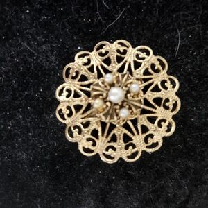 Vintage brooch in gold filigree setting